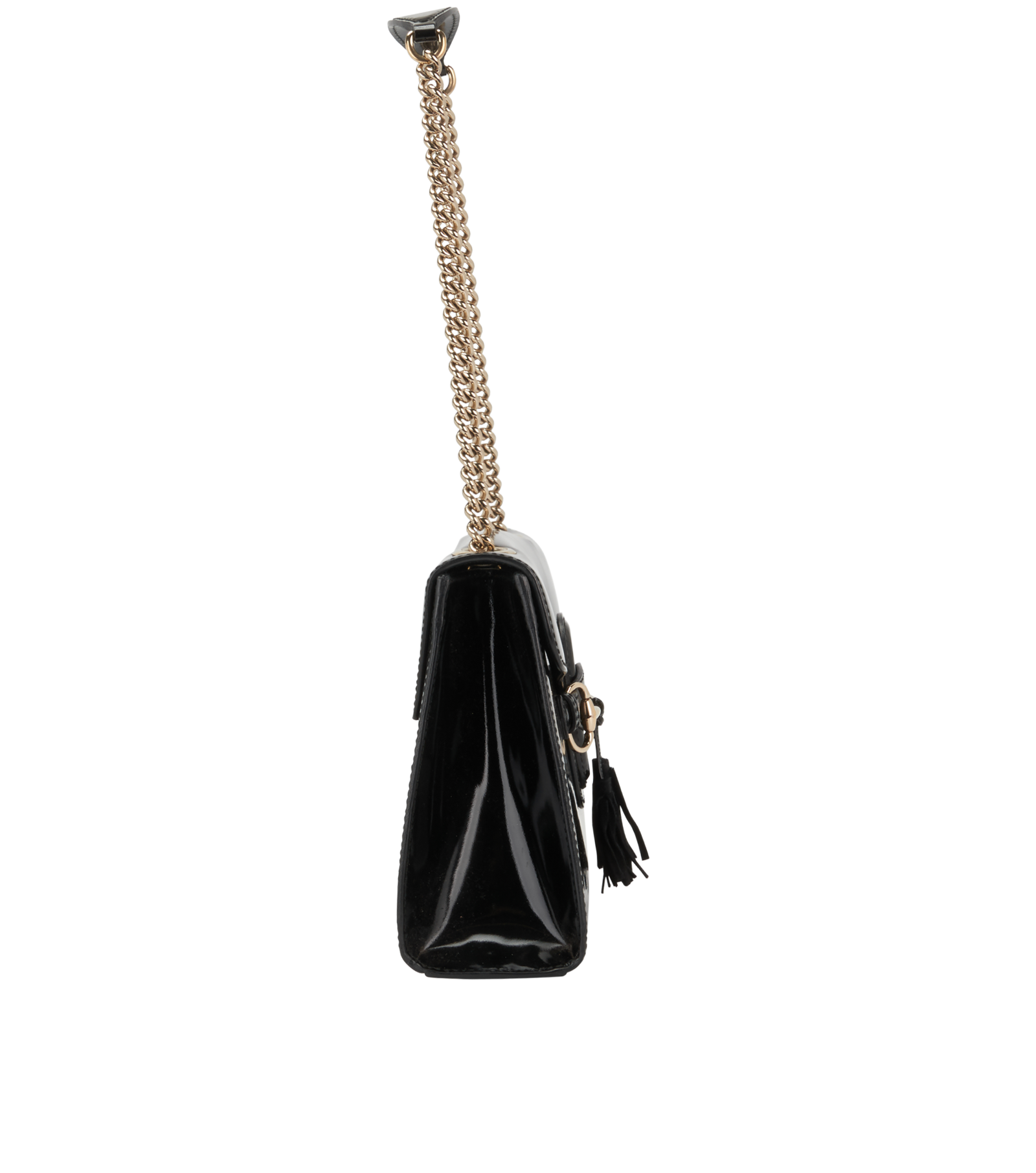 Medium Emily, &pound;495, Handbags, Black, Patent Leather, Side view